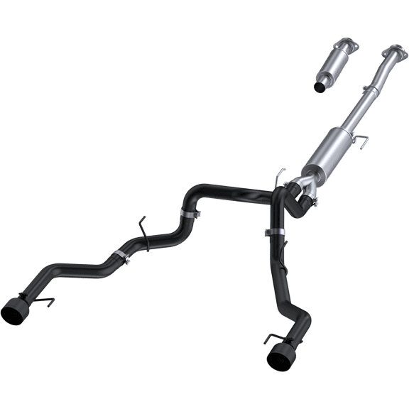 MBRP 22-23 Ford F150 T304 5in OD Black Tip Dual Rear Exit 3in Black Coated Cat Back Exhaust