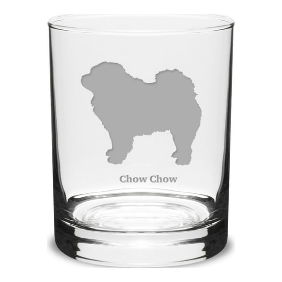 Chow Chow Deep Etched 14 oz Classic Double Old Fashion Glass
