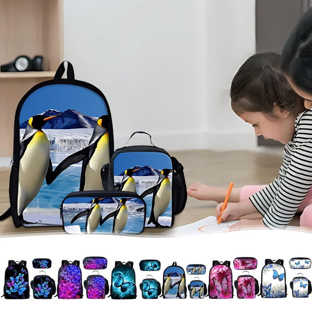 Vaidha Starting Season 1-3 Grade Children's Backpack Three Piece Combination Set And Double Shoulder Bag Pencil Case Outdoor
