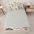 thumbnail image 4 of Manfei Cartoon Tent Zipper Full Size Comforter Sets with Fitted Sheet and 2 Pillowcases,Woodland Camping Theme Zipper Bedding Set,White,Light Gray Reversible,4pcs, 4 of 8