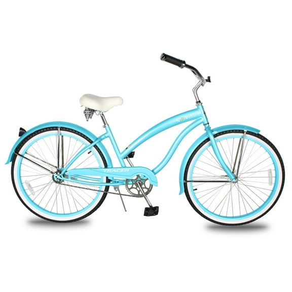 WonderWheels Beach Cruiser Shimano Tx-35 7 Speed Bicycle, Bike, V-Brake Stainless Steel Spokes One Piece Crank Alloy Purple Rims 36 H With Fender - Blue