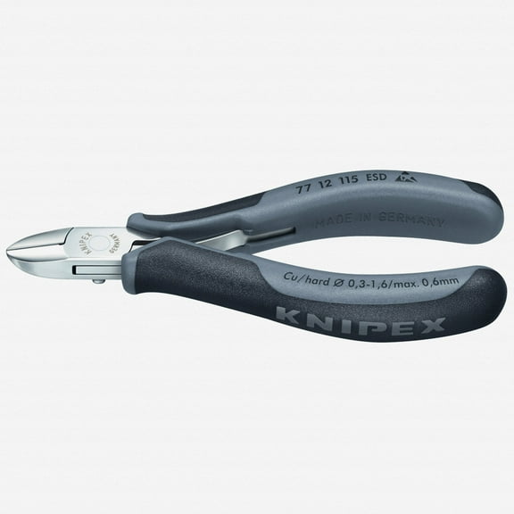 Knipex 4.5" ESD Electronics Diagonal Cutters Round Head w/ Bevel and Lead Catcher - MultiGrip