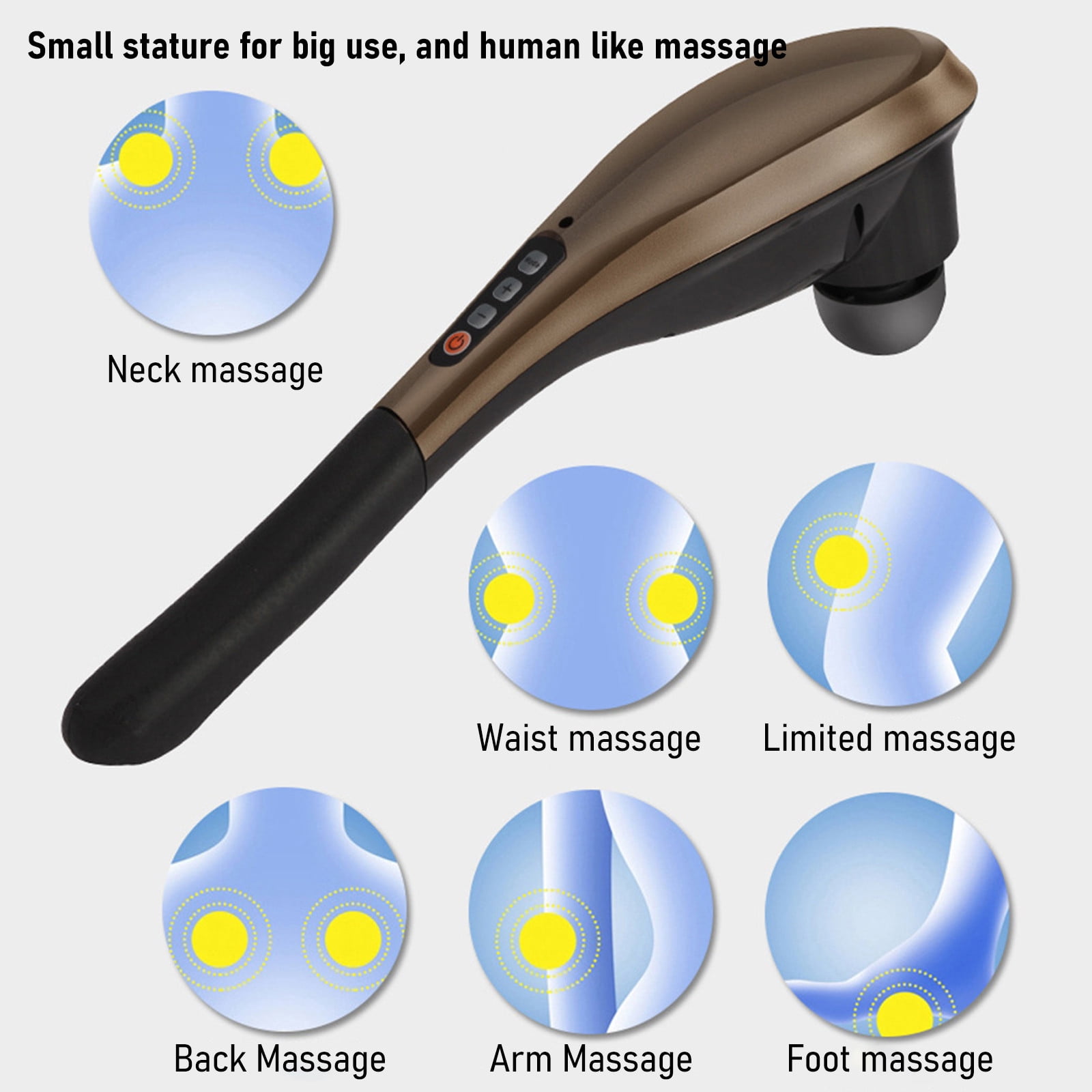 Gnmfd Handheld Percussion Massage Gun 6 Speed Deep Tissue Massager for Back Neck Shoulders Legs, Muscle Relief Therapy Stick with 6 Heads Rechargeable Electric Massager for Home Gym Use
