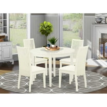 East West Furniture Dining Room Set Linen White, BOIP5-WHI-C