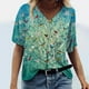 thumbnail image 1 of Puntoco Tallas grandes Mujer Manga corta Impreso Cuello en V Tops Camiseta Blusa Puntoco Puntoco-4083, 1 of 4