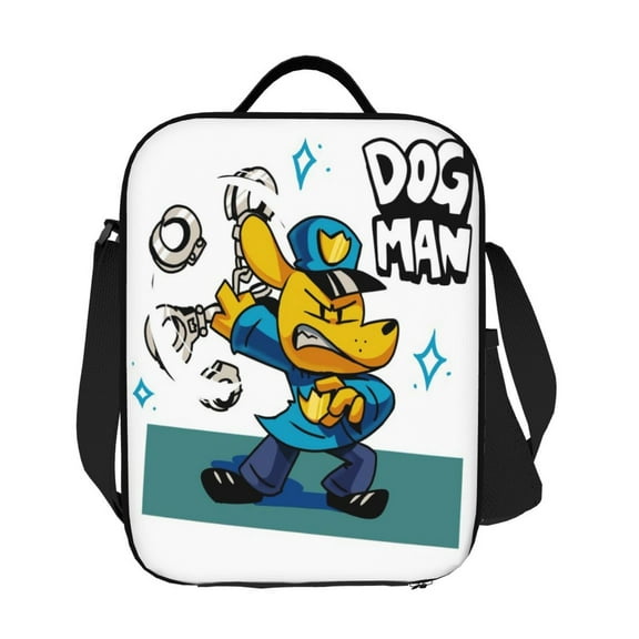Dog Man 3D Cartoon Lunch Bag for Women/Men, Reusable Lunch Box for Office Work School Picnic Beach, Insulated Tote Bag with Adjustable Shoulder Strap