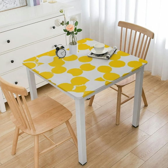 BANET Square Fitted Vinyl Tablecloth with Elastic Edged & Flannel Backing, , Square Table Cover for Indoor Outdoor Patio Use - Fits Square Tables white