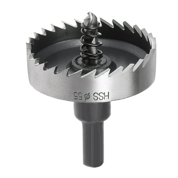 Sierra de corona de broca de acero de alta velocidad (HSS) para corte de metal y aleación de madera, 55mm