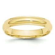 10k Yellow Gold 4mm Engravable Half Round with Edge Band