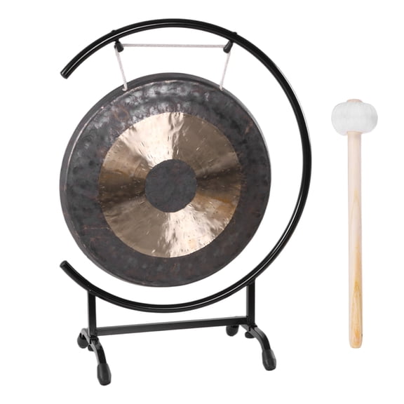 golytefs 18in Mini Gong with Mallet Metal Gong Stand at The Seaside C-stand Sound Healing Gongs for Therapys Yoga Long Sustain Various Small Spaces