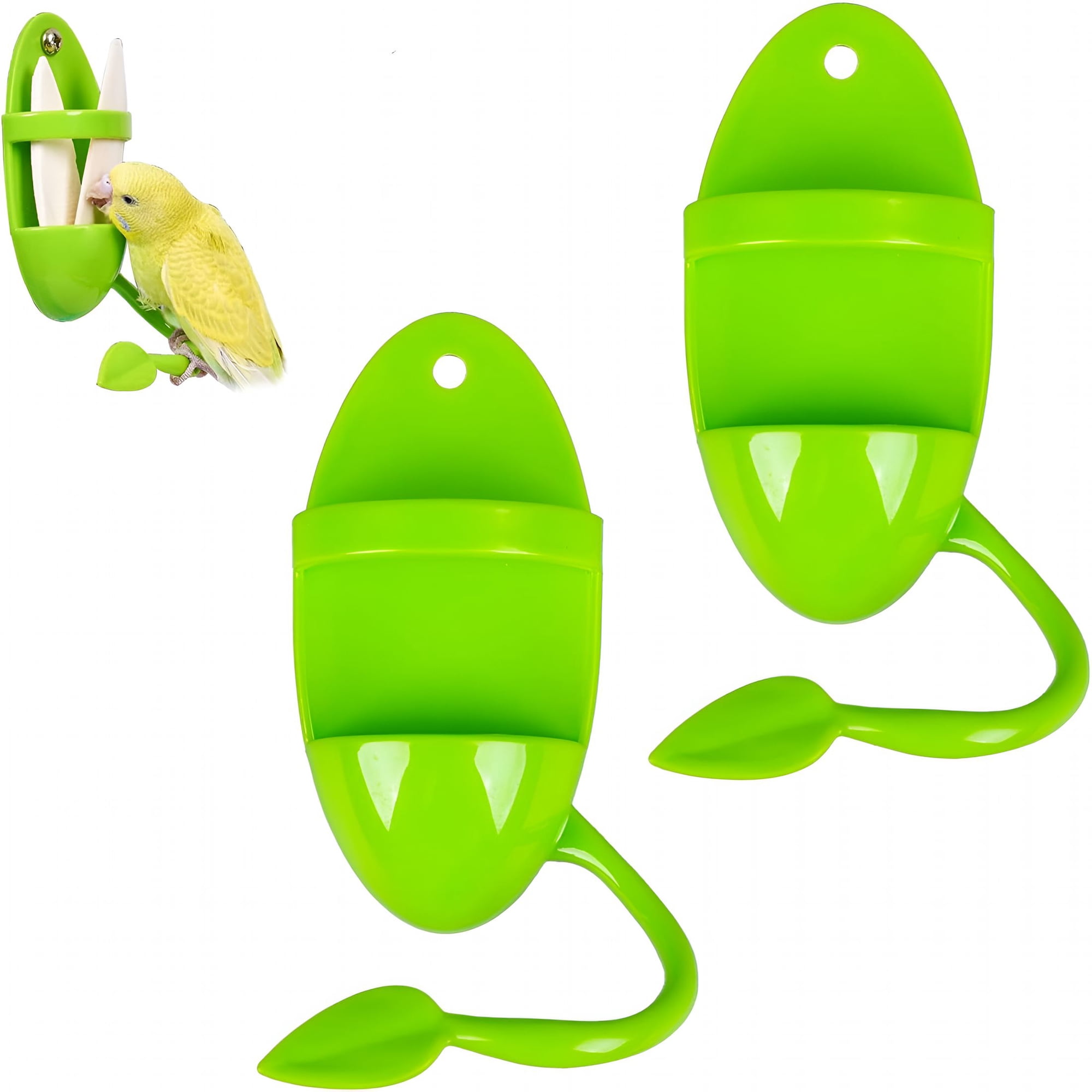 ACDANC 2Pcs Plastic Pet Bird Cuttlebone Holder Food Holder,Cuttlebone Holder for Cockatiels,Parakeets,Budgies,Finches Green