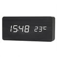 thumbnail image 2 of Digital Alarm Clock Wood USB/Battery Thermometer LED Display for Home Office Decor Kids - White, 2 of 6