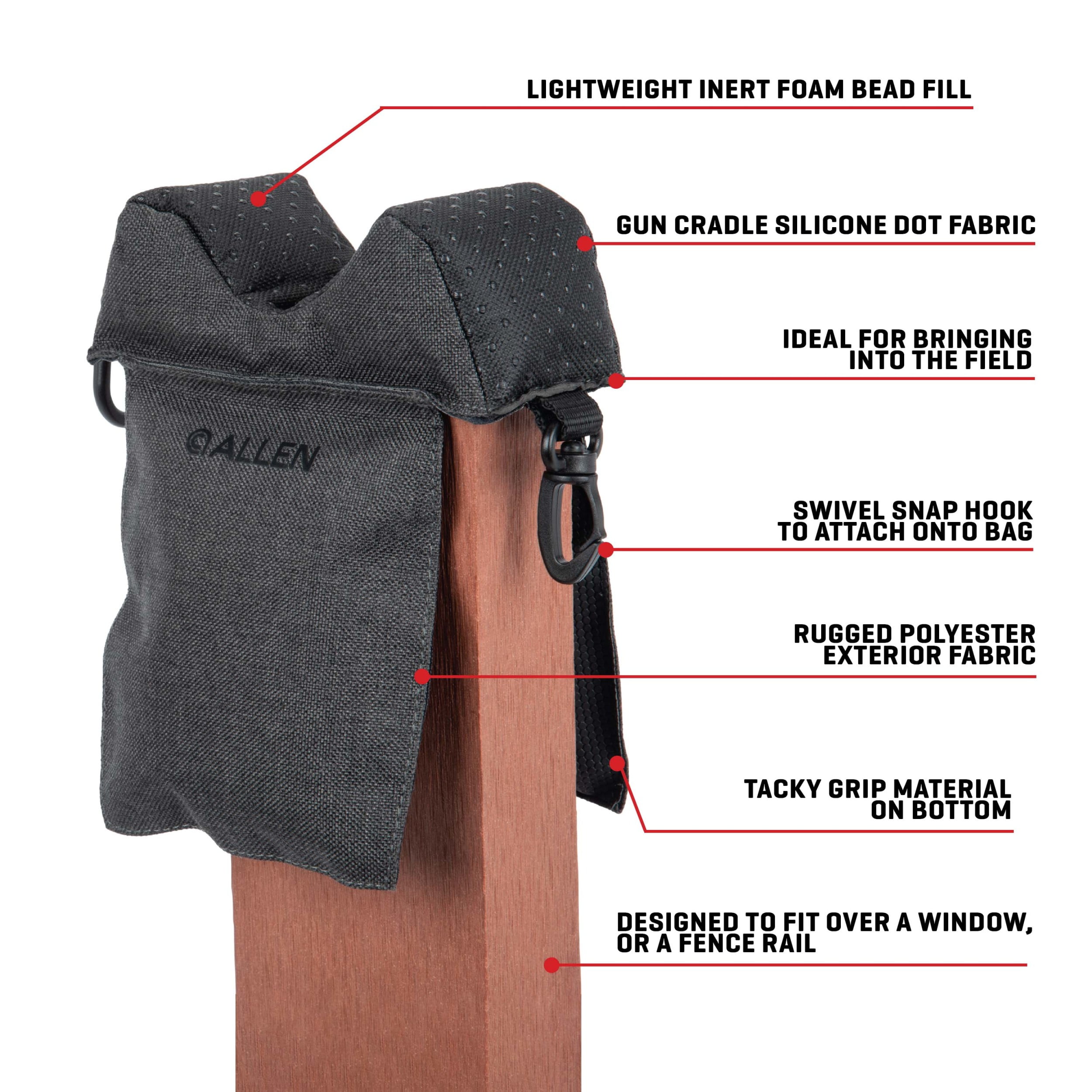 Allen Company Eliminator Window Mount Rifle Large Shooting Bag, Black, Polyester, Model 21923