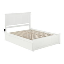 Madison Queen Platform Bed with Matching Footboard & Twin XL Trundle in White