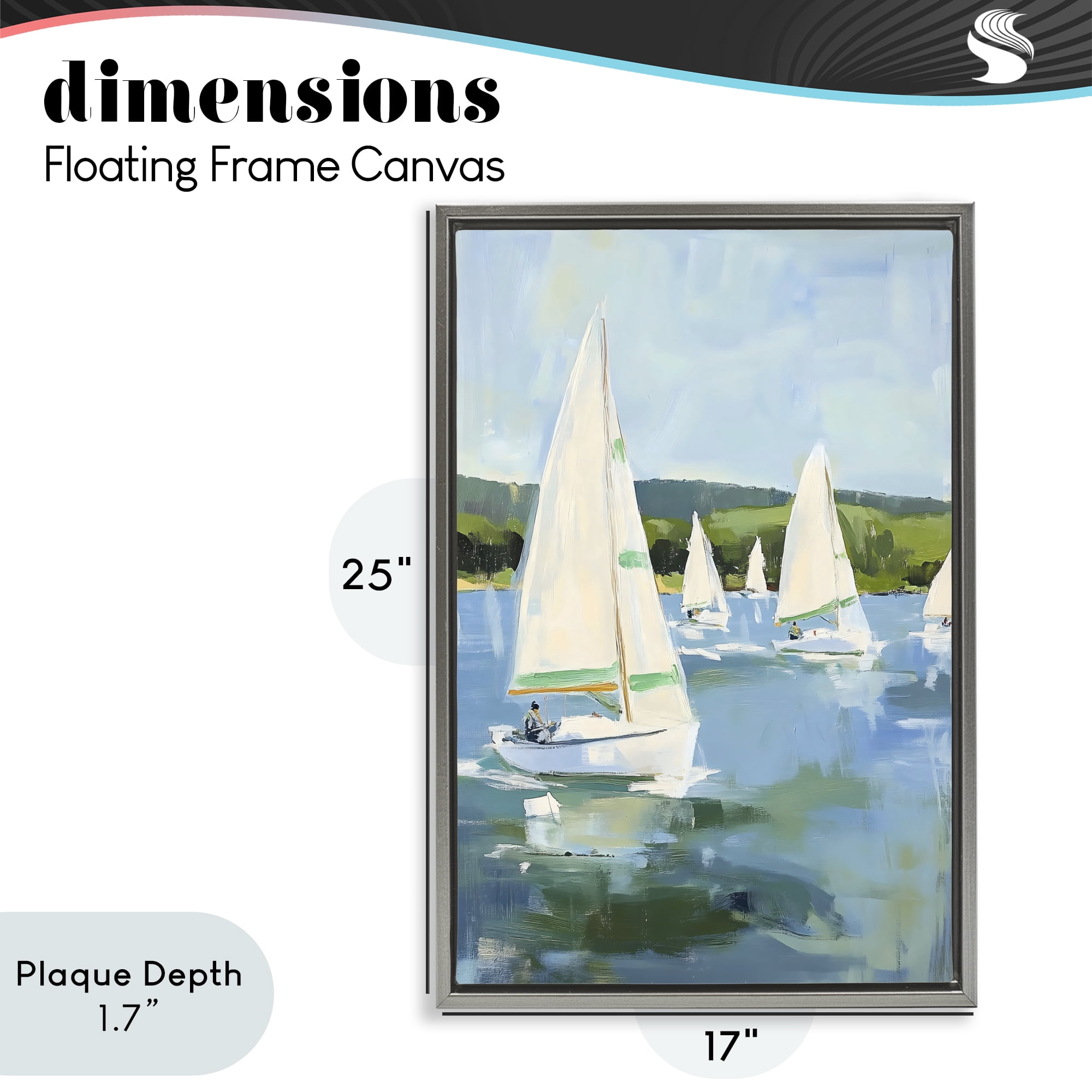 Stupell Industries Boat Race Regatta Gray Framed Floater Canvas Wall Art, design by Petal Prints Design