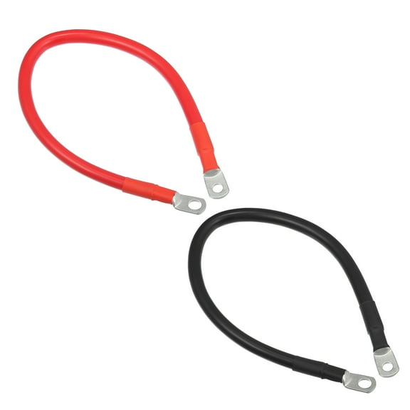 Unique Bargains 1 Pair 2 AWG Gauge 18" Battery Inverter Cable with 3/8" 5/16" Ring Universal for Car Vehicle Black Red