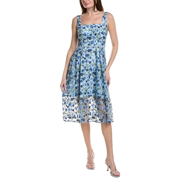 Adrianna Papell womens  Sleeveless Midi Dress, 8, Blue
