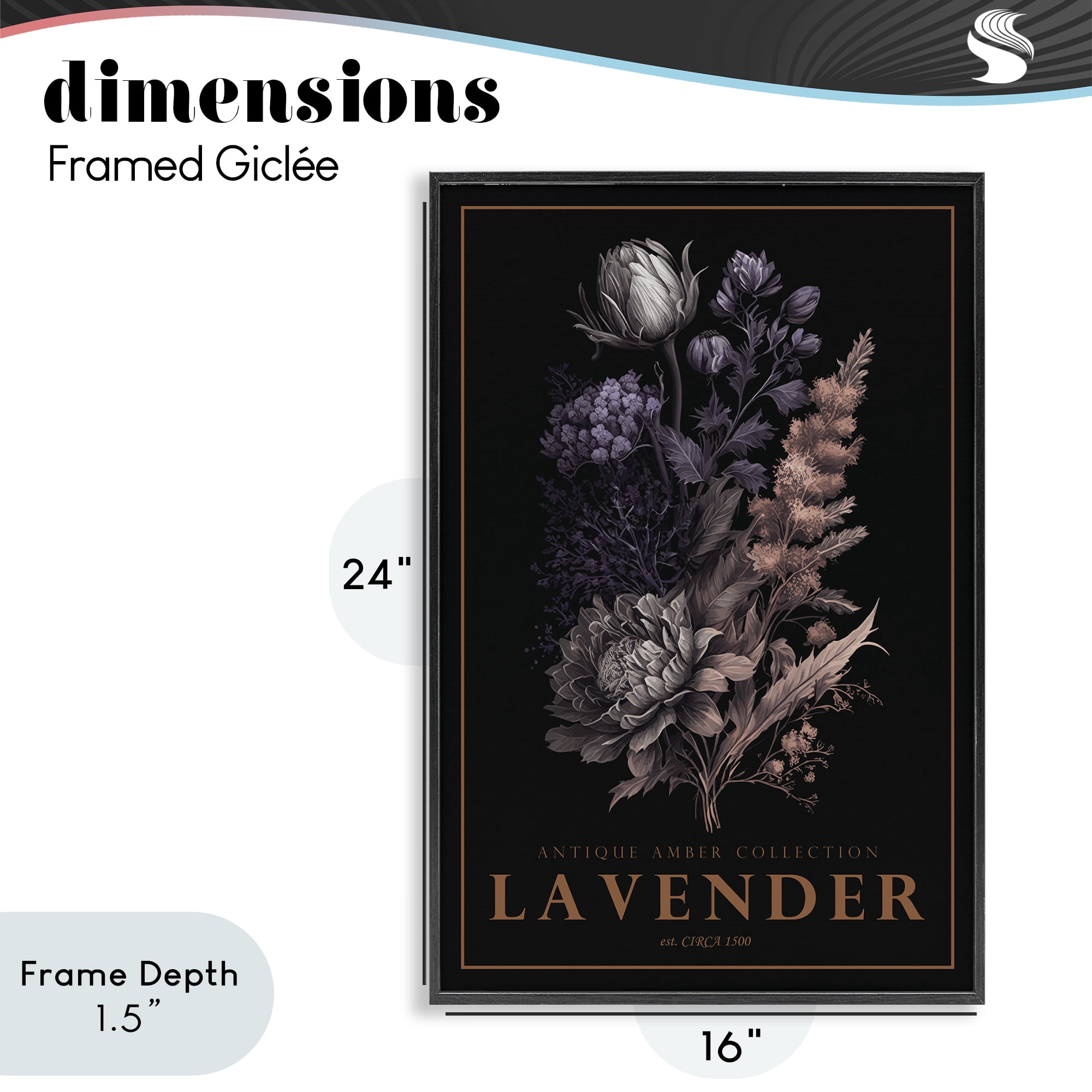 Stupell Industries Antique Lavender Light Black Framed Giclee Art, design by Chris Giampietro