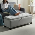thumbnail image 2 of LUCKHAO Large Upholstered Storage Ottoman,End of Bed Bench,Flip Top Entryway Bench,Tufted Foot Rest Stool,Can Used as Tea Table,Vanity Bench,Livingroom Chair, 2 of 8