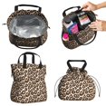 thumbnail image 2 of Brown and Brown Leopard Print Drawstring Insulated Lunch Bag for Women, Stain-Resistant Large Lunch Tote with Multi-Pockets for Work Office, 2 of 6