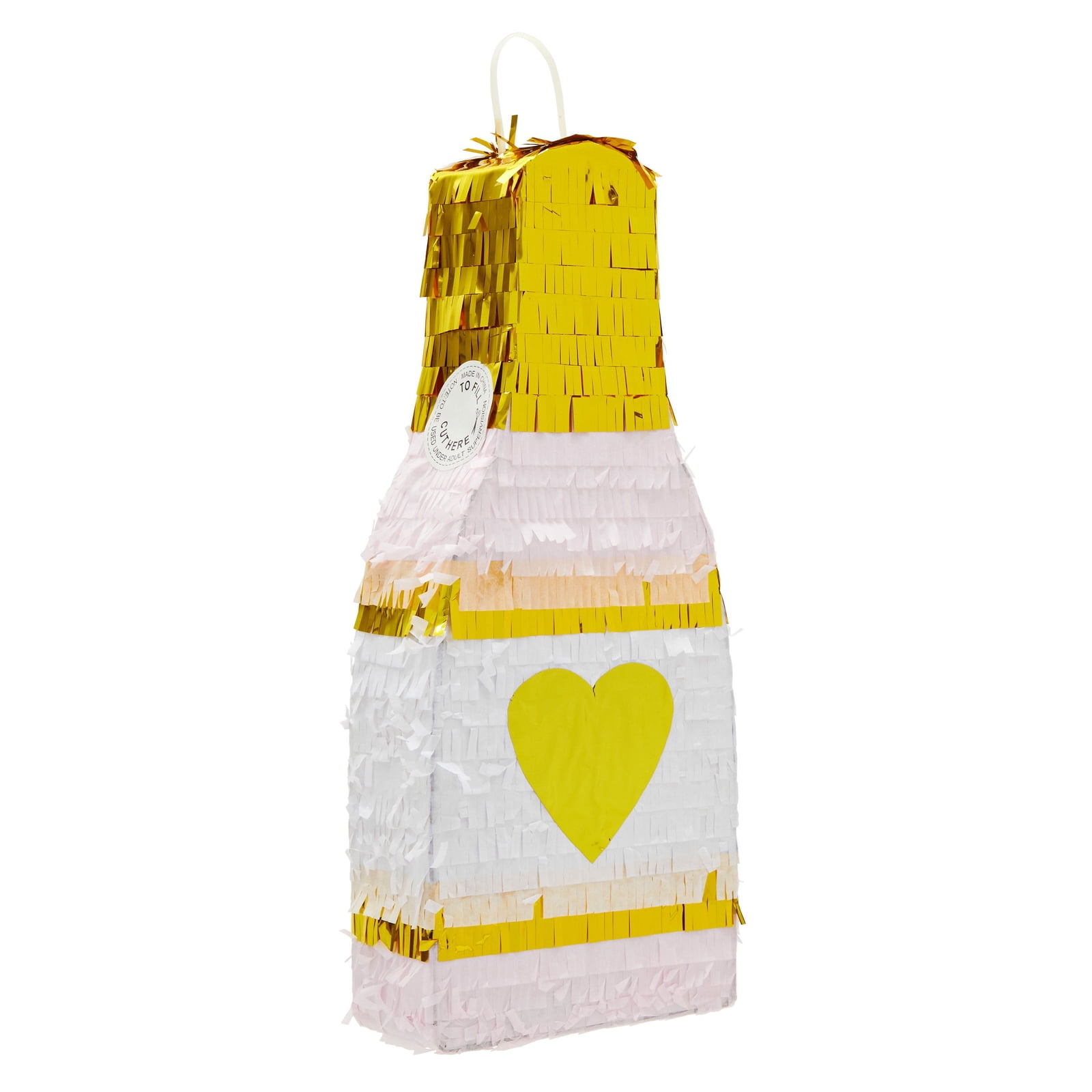 Small Pink Champagne Bottle Pinata for Adult Bridal Shower, Bachelorette Alcohol Party & 21st Birthday Decorations,16.5x7x3 in