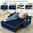 thumbnail image 4 of Modern Blue Sofa Bed with USB Ports & Cup Holders, Pull Out Couch, 4 of 10