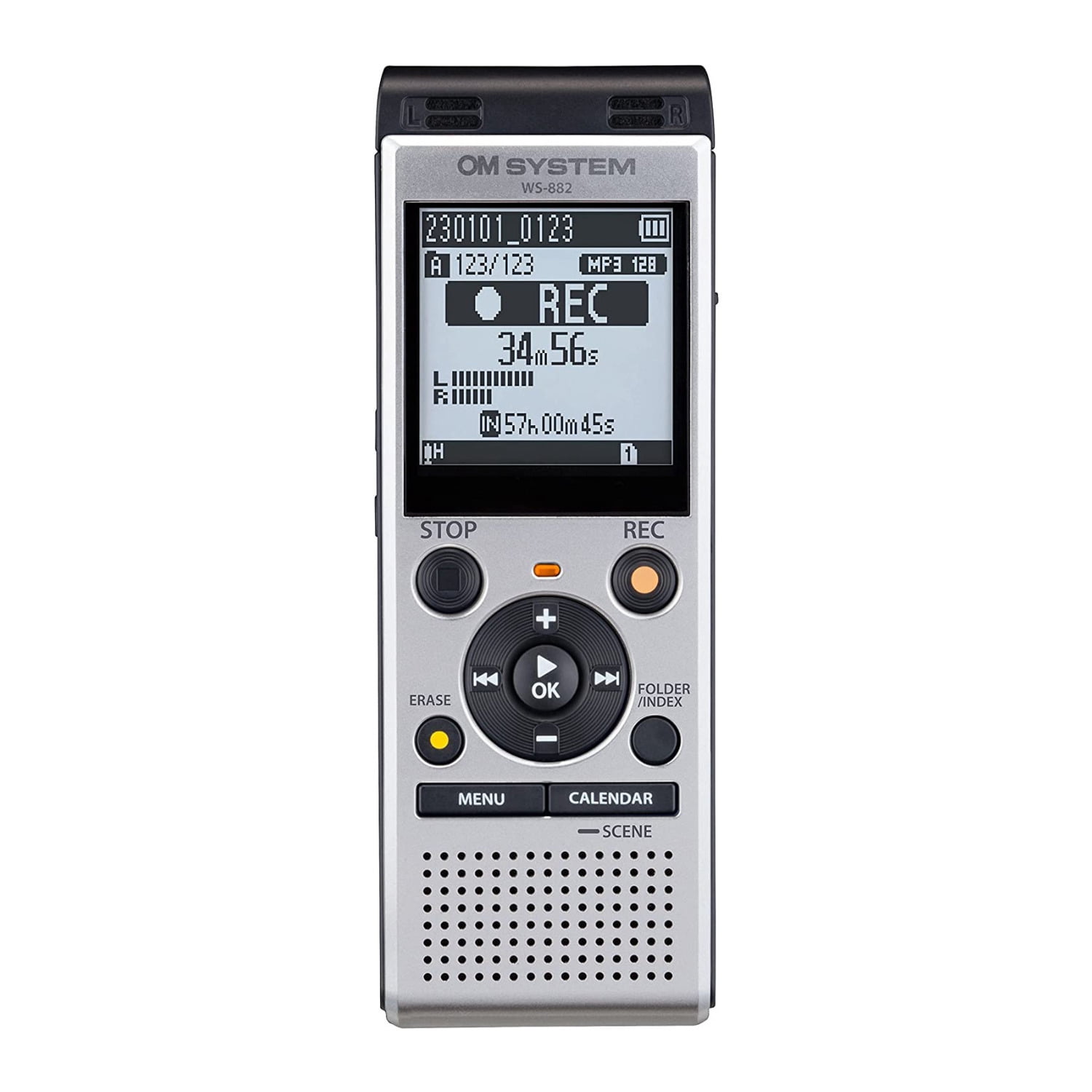 Olympus WS-882 Digital Voice Recorder (Silver and Black) Bundle with Batteries and Hardshell Case (3 Items)