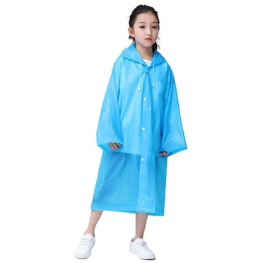 2 Pack Kids Waterproof Raincoat Poncho - Reusable EVA Hooded Long Rainwear Jacket