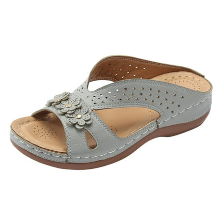 Sandals for Women Wedge Shoes: Slip On Dressy Summer Comfortable Slides Sandals Lightweight Memory Foam Platform Shoes