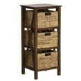 thumbnail image 2 of Costway 1 PC 3-Tier Nightstand with 3 Seagrass Baskets Rubber Wood X-Shaped Frames 3 Drawers, 2 of 9
