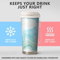 thumbnail image 3 of 18oz Travel Coffee Mug, 316 Stainless Steel Vacuum Insulated Tumbler with 2-in-1 Straw Lid & Strap, Liquid & Marble Print, 3 of 6