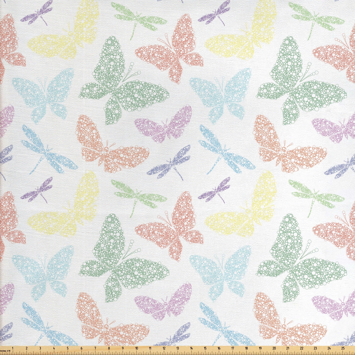 Dragonfly Fabric by The Yard, Colorful Different Sized Speckled