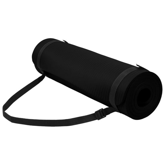 Open Box Fitvids 1/2" Thick High Density Yoga Mat, Carrying Strap, Midnight