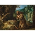 thumbnail image 2 of Paul Bril 14x11 Gold Ornate Wood Frame and Double Matted Museum Art Print Titled - Saint Francis of Assisi in Meditation, 2 of 4
