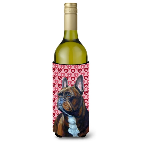 Carolines Treasures LH9160LITERK French Bulldog Hearts Love and Valentines Day Portrait Wine Bottle Hugger Wine Bottle