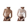 thumbnail image 1 of (Lot de 2) Rinsvye Chemise à Manches Longues en Maille Superposée pour Femmes Col Roulé T-Shirts pour Femmes Broderie Florale Coton Transparent, 1 of 8
