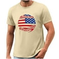 thumbnail image 5 of HOMADLES Independence Day Shirts for Men Flag Graphic Crewneck Muscle Soft Stretch Short Sleeve Beige 2XL, 5 of 5