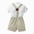 thumbnail image 6 of Toddler Formal Outfit Kid Gentleman Short Sleeve Shirt Bowtie Boy Suspender Shorts Wedding Suit Summer Clothes, 6 of 6