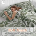 thumbnail image 4 of 3 Piece Green Tropical Leaves Duvet Cover Set Queen Size, Microfiber Comforter/Quilt Cover with Corner Ties and 2 Pillowcases, Summer Palm Trees Botanical All Season Soft Bedding with Zipper Closure, 4 of 8