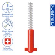 Curaprox CPS 07 Prime Refill Interdental Brushes, Red, Gentle Cleaning of Tight Gaps, for Adults, 8 Count