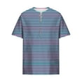 thumbnail image 5 of LYEAA Mens Short Sleeve Shirts Casual Crew Neck Beach Loose Summer Pullover T-shirts Striped Buttons Soft Comfortable Breathable Men's Tops Multicolor L, 5 of 5