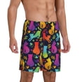 thumbnail image 2 of Kdxio Colorful Cats Print Mens Sleep Shorts Bottoms Soft Comfy Pajama Wear Pants with Drawstring Pockets, 2 of 7