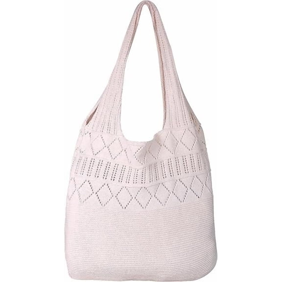 KXF Crochet Tote Bag Women Boho Knitted Shoulder Bag Aesthetic Knit Tote Handbag Summer Vacation Y2k Purse