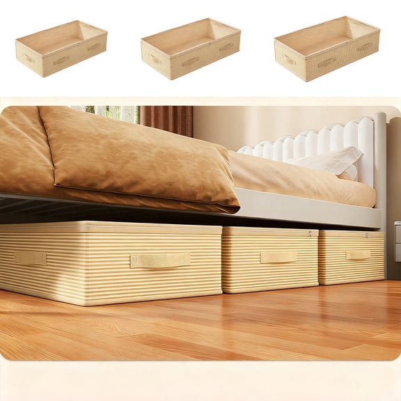3Pcs Under Bed Storage Bag Under $5! Kadlawus Under Bed Storage Bag, Large Capacity Foldable Storage Box, Moistureproof Organizer for Clothes Blankets, Space Saving Storage Bag for Bedroom