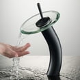 thumbnail image 2 of KRAUS Tall Waterfall Bathroom Faucet for Vessel Sink with Clear Glass Disk and Pop-Up Drain, Oil Rubbed Bronze Finish, 2 of 10