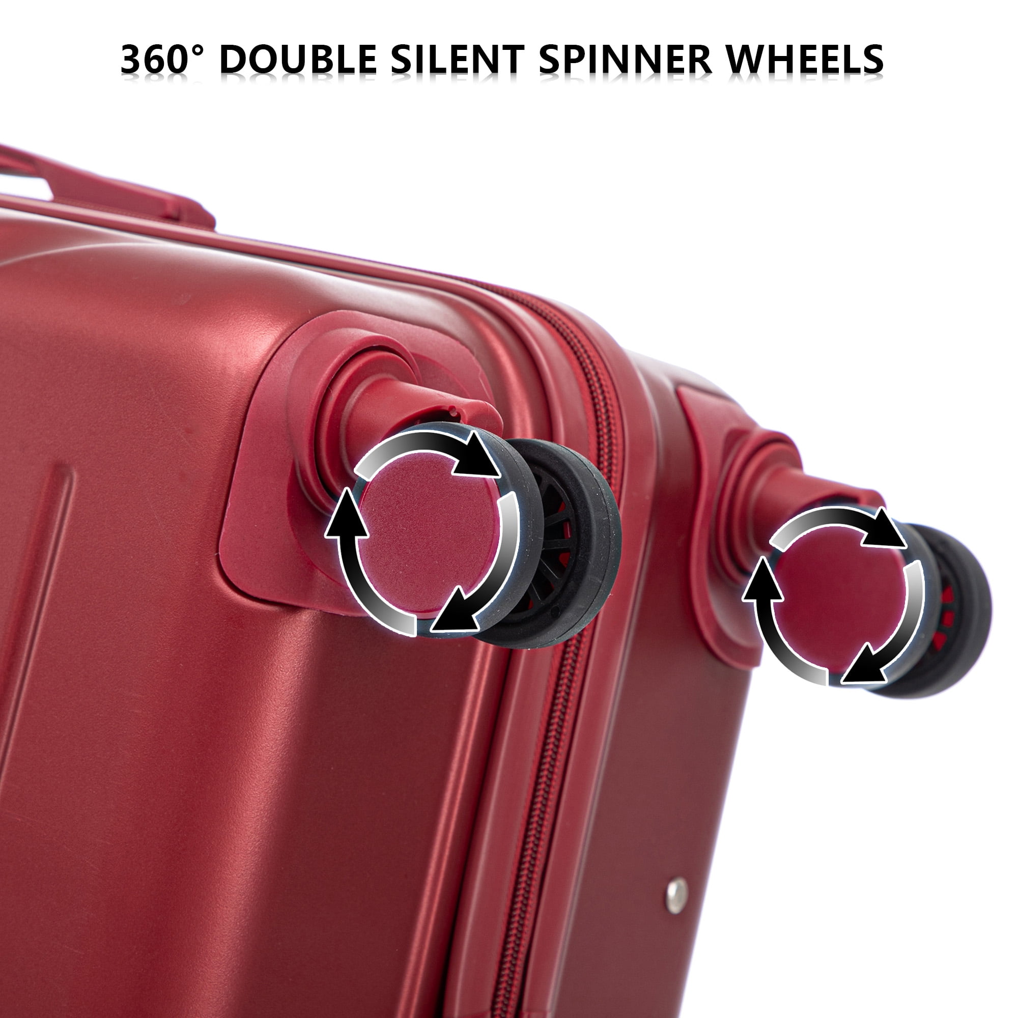Alvantor 3Pcs Luggage Set, ABS Hardside Spinner Suitcase with Combination Lock, 20/24/28 Inch, Wine Red