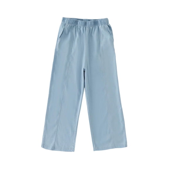 zbxnLI Girl's Denim Pants Elastic Waist Wide Leg Trousers Fashion Comfy Casual Outdoor Jeans Pants with Pockets