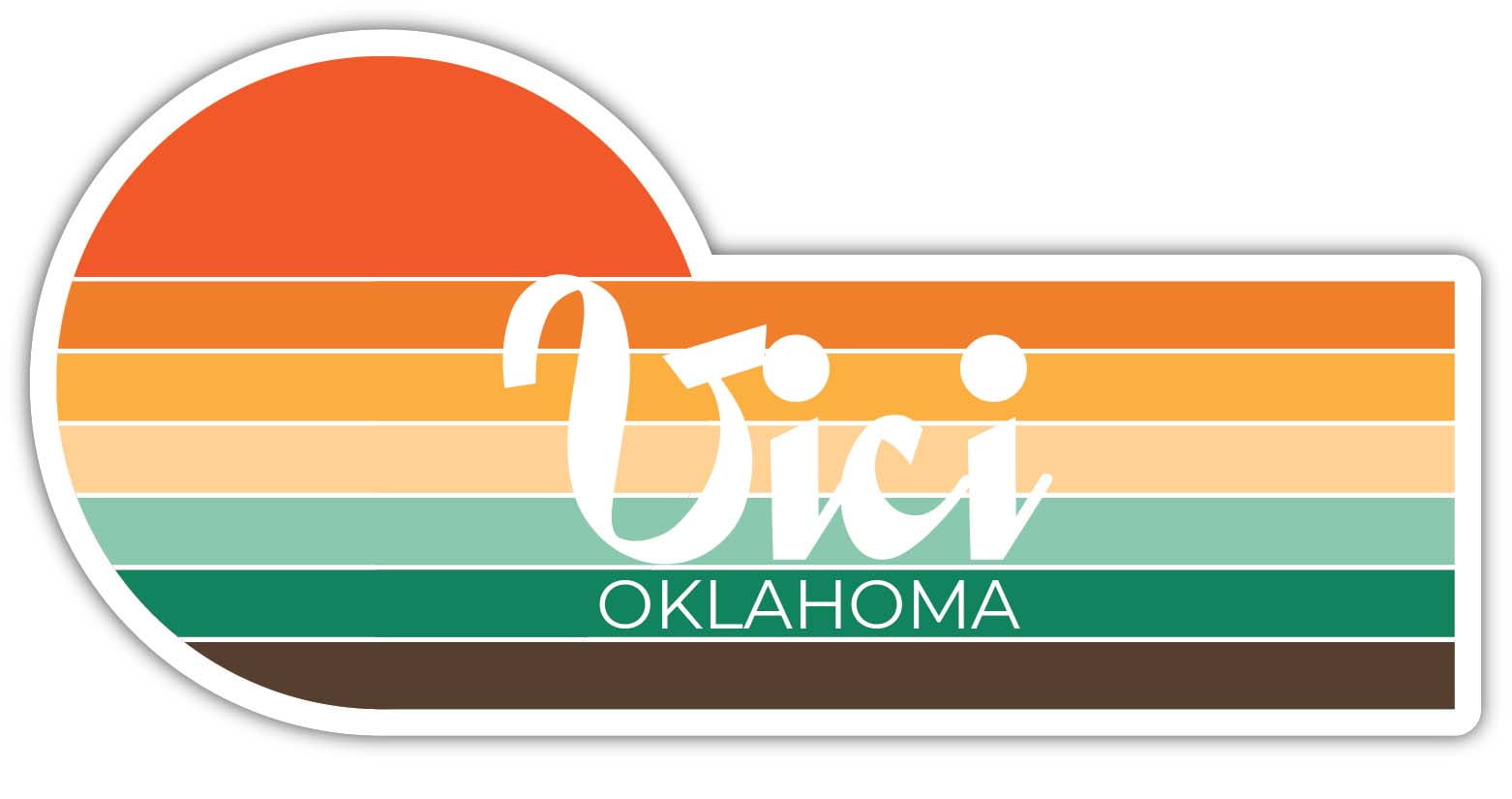 Vici Oklahoma 2 x 1.25 Inch Sticker Retro Vintage Sunset City 70s