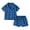 Blue, variant on 2025 Boys' and Girls' Summer Lapel Plaid Short-Sleeved Cardigan Elastic Shorts Pajamas Two-Piece Kids