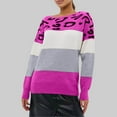 thumbnail image 2 of Women's Pullover Sweater Stylish Layering Knit Sweater Leopard Print Color Block Casual Long Sleeve Pullover Top for Women, 2 of 5